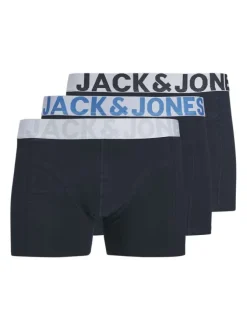 Lot de 3 boxers classiques en coton mélangé marine unis avec une coupe fermée