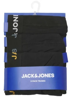 Lot de 3 boxers classiques en coton mélangé noir uni avec une coupe fermée