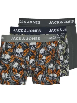 Lot de 3 boxers classiques en coton multicolore à imprimé têtes de morts