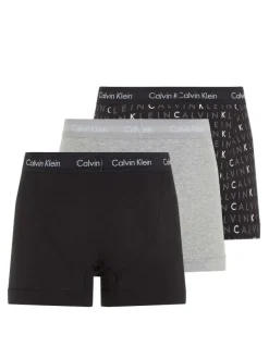 Lot de 3 Boxers classiques en coton multicolores unies avec nom de la marque