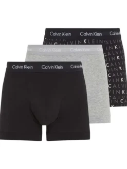 Lot de 3 Boxers classiques en coton multicolores unies avec nom de la marque
