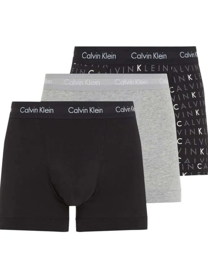 Lot de 3 Boxers classiques en coton multicolores unies avec nom de la marque