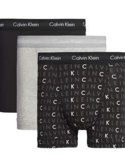 Lot de 3 Boxers classiques en coton multicolores unies avec nom de la marque