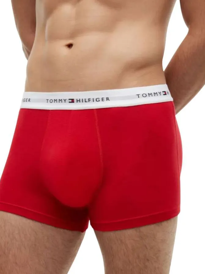 Lot de 3 boxers classiques en coton multicolores unis avec le nom de la marque
