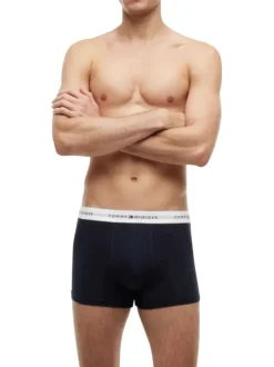Lot de 3 boxers classiques en coton multicolores unis avec le nom de la marque