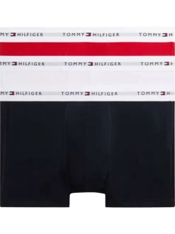 Lot de 3 boxers classiques en coton multicolores unis avec le nom de la marque