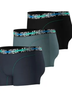 Lot de 3 Boxers classiques en coton multicolores unis avec marque à la taille