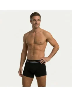 Lot de 2 boxers classiques en coton multicolores unis avec une taille élastiquée