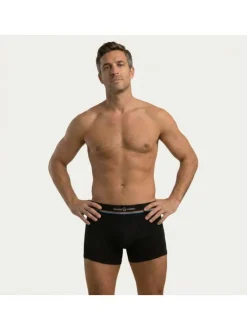 Lot de 2 boxers classiques en coton multicolores unis avec une taille élastiquée