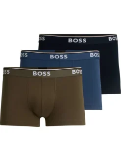 Lot de 3 boxers classiques en coton multicolore unis avec le nom de la marque