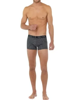 Lot de 2 boxers classiques en coton noirs à rayures avec le nom de la marque