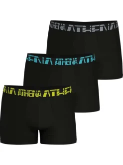 Lot de 3 boxers classiques en coton noirs unis avec le nom de la marque