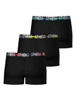 Lot de 3 Boxers classiques en coton noirs unis avec taille élastiquée