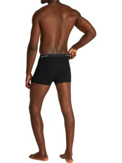 Lot de 3 boxers classiques en coton noirs unis avec une ceinture élastiquée