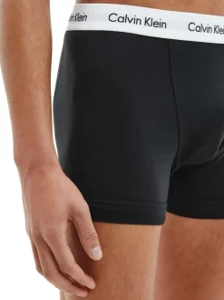 Lot de 3 Boxers classiques en coton noirs unis avec une coupe fermée