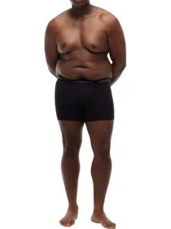 Lot de 3 boxers classiques en coton noirs unis avec une taille élastiquée