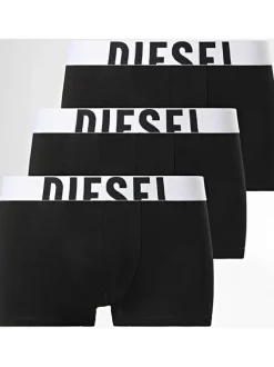 Lot de 3 boxers classiques en coton noirs unis à ceintures blanches