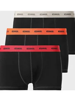 Lot de 3 boxers classiques en coton noirs unis à ceintures multicolores