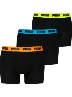 Lot de 3 boxers classiques en coton noirs unis à ceintures tricolores