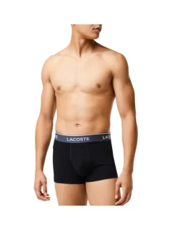 Lot de 3 Boxers classiques en coton noirs unis coupe fermée avec ceintures colorées