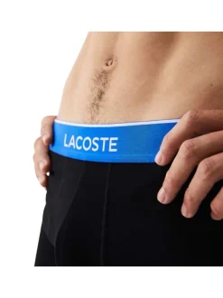 Lot de 3 Boxers classiques en coton noirs unis coupe fermée avec ceintures colorées