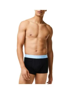 Lot de 3 Boxers classiques en coton noirs unis coupe fermée avec ceintures colorées