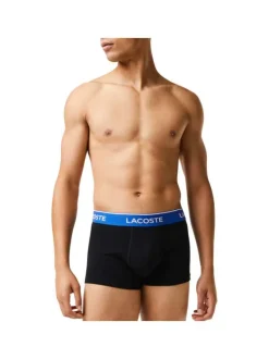 Lot de 3 Boxers classiques en coton noirs unis coupe fermée avec ceintures colorées