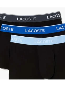 Lot de 3 Boxers classiques en coton noirs unis coupe fermée avec ceintures colorées
