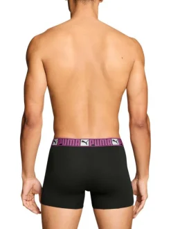 Lot de 2 boxers classiques en coton noirs unis pourvus d'une taille élastiquée