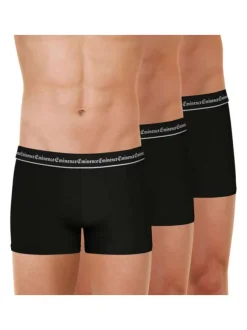 Lot de 3 boxers classiques en coton noirs unis à taille élastiquée