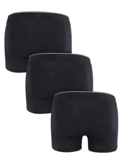 Lot de 3 boxers classiques en coton noirs unis à taille élastiquée