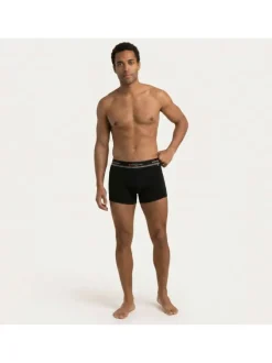 Lot de 2 boxers classiques en coton noir uni avec le nom de la marque