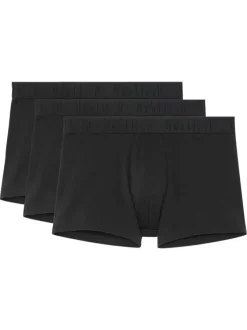 Lot de 3 boxers classiques en coton noir uni avec logos noirs
