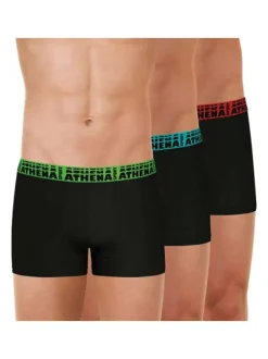 Lot de 3 boxers classiques en coton stretch noir et uni avec une ceinture élastiquée