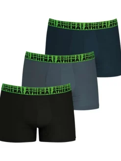 Lot de 3 boxers classiques en coton stretch noir, gris et jean à ceintures élastiquées élargies