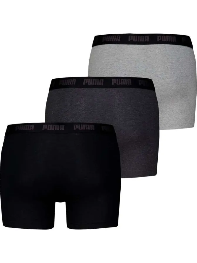 Lot de 3 boxers classiques en coton tricolores chinés avec le nom de la marque