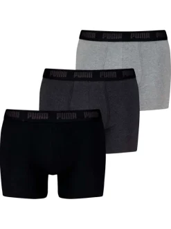 Lot de 3 boxers classiques en coton tricolores chinés avec le nom de la marque