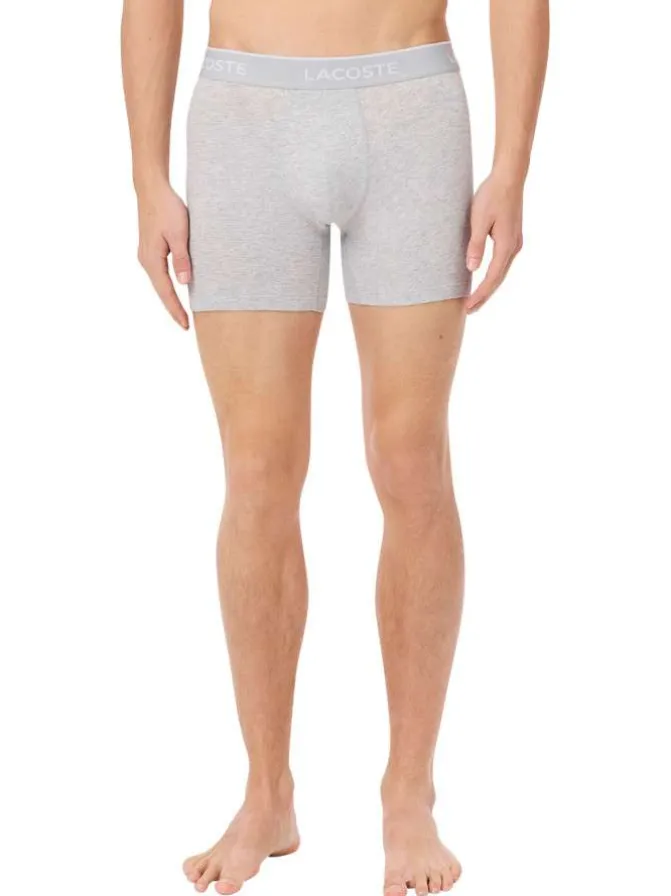 Lot de 3 boxers classiques en coton tricolores chinés avec le nom de la marque
