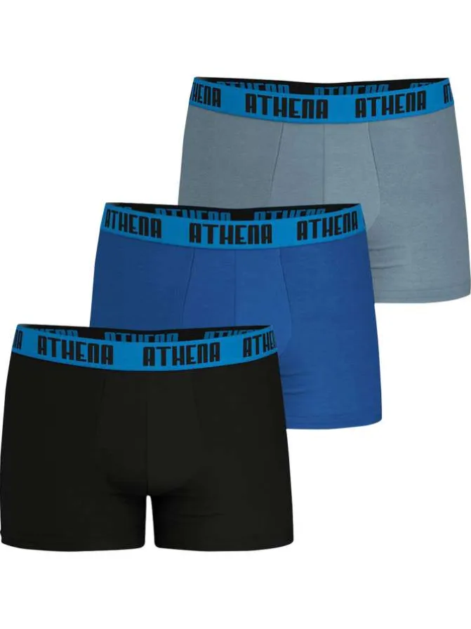 Lot de 3 boxers classiques en coton tricolores unis avec le nom de la marque