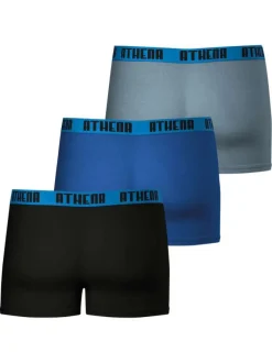 Lot de 3 boxers classiques en coton tricolores unis avec le nom de la marque