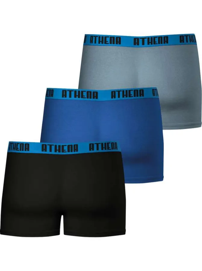 Lot de 3 boxers classiques en coton tricolores unis avec le nom de la marque