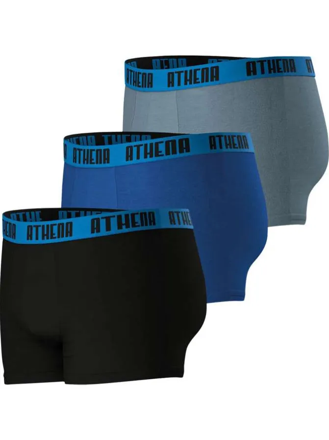Lot de 3 boxers classiques en coton tricolores unis avec le nom de la marque
