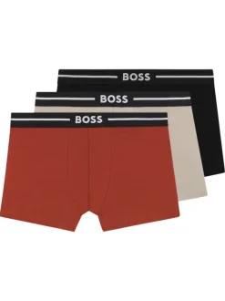 Lot de 3 boxers classiques en coton tricolores unis à ceinture élastiquée noire