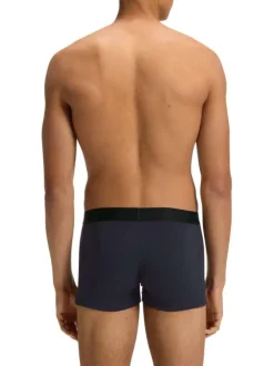 Lot de 3 boxers classiques en coton tricolores unis à ceintures noires