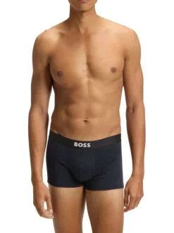Lot de 3 boxers classiques en coton tricolores unis à ceintures noires