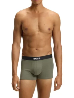 Lot de 3 boxers classiques en coton tricolores unis à ceintures noires