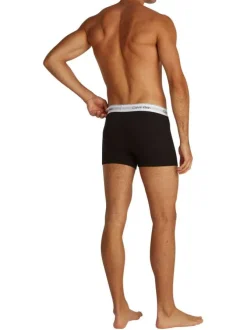 Lot de 3 boxers classiques en coton tricolore unis avec une ceinture élastiquée