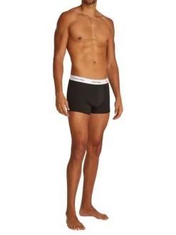 Lot de 3 boxers classiques en coton tricolore unis à ceinture élastiquée