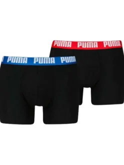 Lot de 2 Boxers classiques en coton unis noirs avec nom de la marque