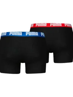 Lot de 2 Boxers classiques en coton unis noirs avec nom de la marque